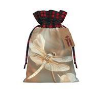 Dragonfly And Flower Print Xmas Drawstring Gift Bag Wrapping Needs For Christmas Bags Holiday Party Favors
