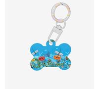 Dragonfly and Flower Printing 1 Pc Dog Bone Shape Id Tags Double Sided with Key Ring Craft for Pets