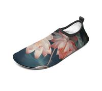 Dragonfly and Flower Water Shoes for Men Women, Lightweight Stretch Swim Shoes with Anti-Slip Rubber Sole, Quick-Dry Aqua Socks for Pool, Beach, Surfing, Style, 5 Women/5 Men