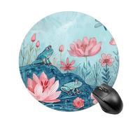 Dragonfly and Flowers Gaming Mouse Pad Non-Slip Rubber Base Waterproof Round Mouse Pads for Desk Personalized Gaming Mousepad for Laptop Computer Home Office Decor Desk Accessories 7.8x7.8 Inch