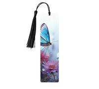 Dragonfly and Flowers Wood Bookmarks 5 Pcs with Tassels,Pendant Unique Handmade Wooden Bookmark Cute Wood Hanging Tags Ornaments for Book Lovers Birthday Teachers Gift