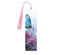 Dragonfly and Flowers Wood Bookmarks 5 Pcs with Tassels,Pendant Unique Handmade Wooden Bookmark Cute Wood Hanging Tags Ornaments for Book Lovers Birthday Teachers Gift