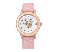 Dragonfly and Flowers Wrist Watches for Women Men Quartz Stainless Steel Watch Easy to Read