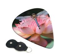 Dragonfly And Lotus Guitar Picks 6-Pack - Pick Set (0.46mm / 0.71mm / 0.96mm) Suitable For Guitar And Ukulele Playing