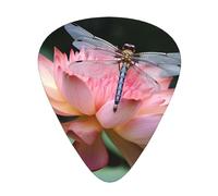 Dragonfly And Lotus Guitar Plectrums, 12 Pcs Lightweight Guitar Plectrums, 0.46mm/0.71mm/0.96mm Thickness For Acoustic Guitar Acoustic Electric Guitar Ukulele Bass