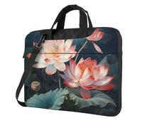 Dragonfly And Lotus Laptop Shoulder Bag For Men Women Briefcase Messenger Bag W/Strap Handle Waterproof Laptop Sleeve Bag 13 Inch