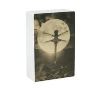 Dragonfly And Moon Cigarette Case for Regular King Size 85mm 20 Capacity Push to Open Hard Shell Cigarette Box Portable & Waterproof Cigarettes Case for Men Women Pocket Cigarettes Holder, Cig Accesso