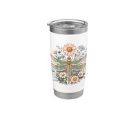 Dragonfly and Wildflower Botanical Design Stainless Steel Insulated Tumbler