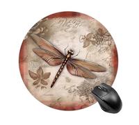 Dragonfly Animal Round Mouse Pad Cute Small Computer Mouse Mat Non-Slip Rubber Base Gaming Mousepad for Wireless Mouse, Gaming, Office, Laptop, Women, Men
