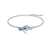 Dragonfly Anklet for Women 925 Sterling Silver Abalone Adjustable Foot Link Bracelet Anklet, Dragonfly Jewellery Gifts for Women Girls