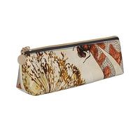 Dragonfly Bee Leather Pencil Case Slim Design Pen Bag with Metallic Zipper Pocket Size for Or Student Office College Middle School Pen Pouch