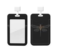 Dragonfly Black Print ID Card Badge Holder with Breakaway Lanyard,for Teacher Nurse Doctor Staff Office