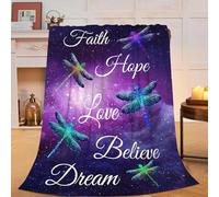Dragonfly Blanket Super Soft Warm Purple Dragonfly Fleece Throw Blanket Gift for Women Girls Cozy Fluffy Galaxy Dragonfly Lightweight Flannel Gifts Blankets for Kids Adults 50"X40"