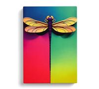 Dragonfly Block Colour Canvas Print | Gallery Wrapped 30mm Frame Wall Art | 30x20 inches | Ready to Hang | Modern Animals Picture | Living Room Bedroom Lounge Office