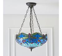 dragonfly blue 3 lights medium inverted pendant light in bronze