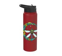 Dragonfly Boho Crescent Moon Peace Sign Hippie Dragonflies Stainless Steel Insulated Water Bottle