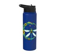 Dragonfly Boho Crescent Moon Peace Sign Hippie Dragonflies Stainless Steel Insulated Water Bottle