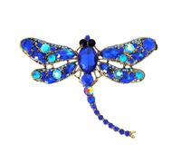 Dragonfly Brooch Pin Women, Large Rhinestone Vintage Animal Lapel Badge, Sparkling Multi-Colour Crystal Jewellery, 9.5cm Accessory fits Coats Suits Scarves Bags Royal Blue