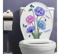 Dragonfly Butterfly Flower Toilet Cover Sticker Decals,Flower leaf bird Waterproof Toilet Lid Tank Seat Decals Cistern Self-Adhesive Bathroom Wall Sticker