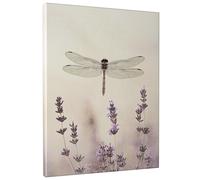 Dragonfly Canvas Wall Art, Violet Floral Landscape Prints, Spring Aesthetic Decor For Living Room, Bedroom, Office, Unframed 16x20 Inch