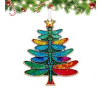 Dragonfly Christmas Tree Ornament, 10cm Hanging Decoration | Colourful Dragonfly Tree Hanging Ornament with Star Topper, 4 x 3.3 Inch Stained Glass Style Christmas Decor