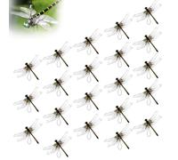 Dragonfly Clip Bug Repellent, Dragon Fly Clips for Bugs Repellent, Realistic 3D Artificial Dragonfly Hat Clip on for Outdoor Decor, Fly Repelling Companion for Garden Camping Yard(20PCS Stripe Style)