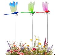 Dragonfly Clip - Dragonfly Decoration for Patio, Garden Path & Driveway, Colourful Plant Pot Ornaments in Vibrant Country House Style for Garden Design