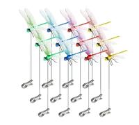 Dragonfly Clip On Hat 12 Pack Red Yellow Blue Green 12x25cm 3D Decorative Garden Stakes Fake Dragonflies The Deer Or Horse Fly Nature Enemy To Scare Garden Fly Terrace Decoration Gardening