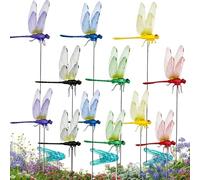 Dragonfly Clips | 12-piece Realistic Stakes Decor - 3D Simulation Dragonfly Clips - for Outdoor Patio Deck Porch Balcony Yard Lawn Farm Orchard Pool Area Camping Fishing