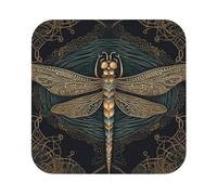 Dragonfly Coasters for Drinks Set of 4 Absorbent Drink Coasters Heat Resistant PU Leather Coaster for Tabletop Protection Non-Slip Cup Coaster for Coffee Table Square