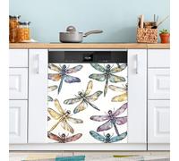 Dragonfly Colour Dishwasher Magnet Cover for Door Front, Large Metal Decorative Kitchen Dishwasher Panel Decal Refrigerator Magnetic Decor Sticker 58 x 66 CM