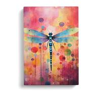 Dragonfly Colour Field Art Canvas Print | Gallery Wrapped 30mm Frame Wall Art | 30x20 inches | Ready to Hang | Contemporary Animals Picture | Living Room Bedroom Lounge Office