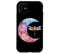 Dragonfly Crescent Moon Watercolor Floral Celestial Art Case for iPhone 11