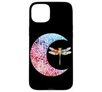 Dragonfly Crescent Moon Watercolor Floral Celestial Art Case for iPhone 15 Plus