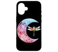 Dragonfly Crescent Moon Watercolor Floral Celestial Art Case for iPhone 16