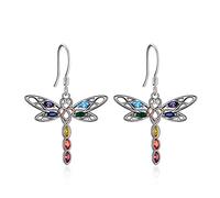 Dragonfly Dangle Earrings for Women Sterling Silver Celtic Knot Dragonfly 7 Chakra Irish Jewelery Gifts(dragonfly 7 chakra earrings)
