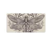 Dragonfly Desk Pad Large Desk Protector Blotter Mat with Non-Slip Rubber Base Extended Waterproof Mouse Keyboard Pad Stitched Edge for Gaming Writing Office Home