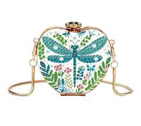 Dragonfly Diamond Art Womens Heart Clutch Bag Mini Mirror Chain Purse Small Crossbody Shoulder Handbag Ladies Elegant Purse Gift