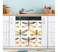 Dragonfly Dishwasher Magnet Cover for Door Front, Large Metal Decorative Kitchen Dishwasher Panel Decal Refrigerator Magnetic Decor Sticker 58 x 66 CM