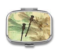 Dragonfly Dragonflies Vintage Pill Case 2 Compartment Small Pill Box Compact Travel Daily Medicine Organizer Portable Medicine Vitamin Container Fish Oil and Supplement Storage