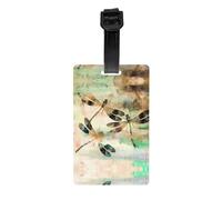 Dragonfly Dragonflies Vintage Print Luggage Tags with Full Back Privacy Cover â€“ Durable PVC ID Labels for Suitcases & Backpacks