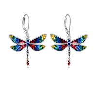 Dragonfly Drop Earrings for Women Animal Dragonfly Dangle Earrings 925 Sterling Silver Dragonfly Leverback Earrings Jewellery Gifts for Girls Daughter(dragonfly)