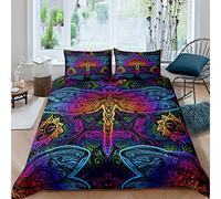 Dragonfly Duvet Cover Set Boho Mandala Bedding Set for Kids Boys Girls Colorful Ornamental Dragonfly Comforter Cover Bohemian Style Decor Quilt Cover Bedroom Collection 3Pcs Double Size