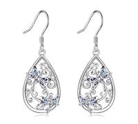 Dragonfly Earrings 925 Sterling Silver Filigree Dangle Drop Charm Earrings with Abalone Shell Insect Jewellery Gifts for Women Girls