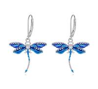 Dragonfly Earrings Gifts Sterling Silver Cute Blue Dragonfly Dangle Earrings Jewellery for Women Teen Mother Friends Girlfriend