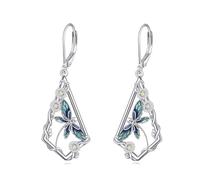 Dragonfly Earrings Sterling Silver Daisy Flower Dragonfly Leverback Earrings Dangle Drop Jewellry Birthday Gifts for Women