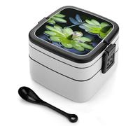 Dragonfly Flies Over Bento Box, 2 Compartments Meal-Prep Containers, Stackable Lunch Box with Lids, Reusable Divided Food Storage Containers for Travel, and Work
