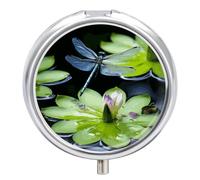 Dragonfly Flies Over Pill Box 3 Compartment Decorative Metal Medicine Vitamin Organizer Personalized Medicine Organizer Travel Pillbox for Outdoor