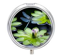 Dragonfly Flies Over Pill Box Cute Round Pill Case Portable Medicine Tablet Vitamin Holder Organizer for Purse Pocket