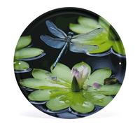 Dragonfly Flies Over Round Wall Art Hanging Decorations, Wall Decor Modern Minimalist Artwork, Tin Sign Hanging Picture for Living Room, Bedroom, Office, Hallway, 11.8x11.8 Inch